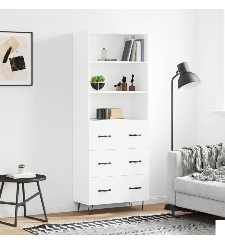Buffet haut Blanc 69,5x34x180 cm Bois d'ingénierie