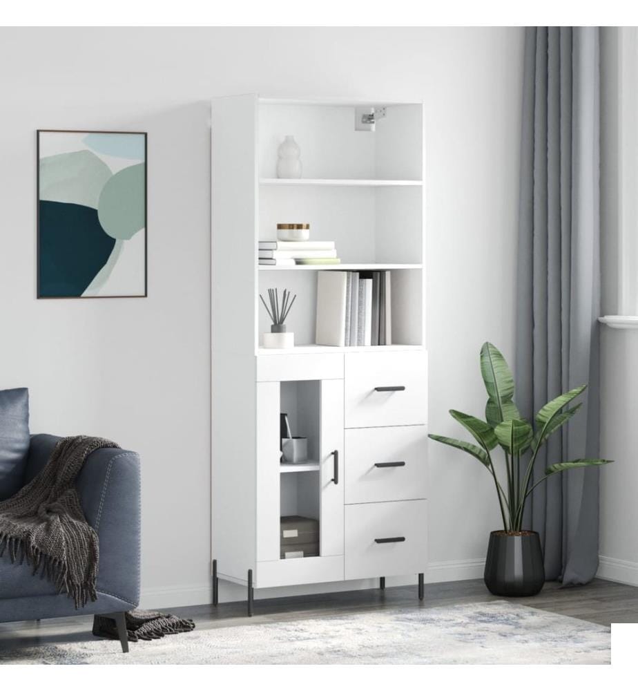 Buffet haut Blanc 69,5x34x180 cm Bois d'ingénierie