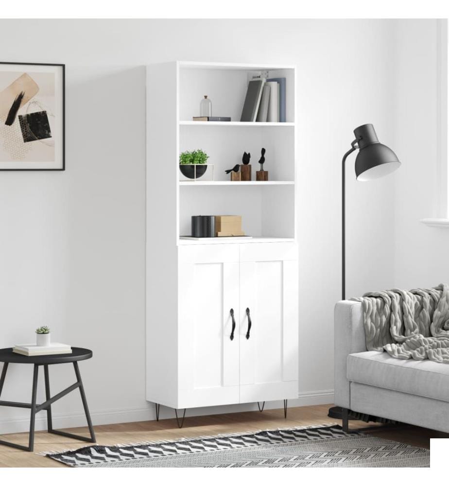 Buffet haut Blanc 69,5x34x180 cm Bois d'ingénierie