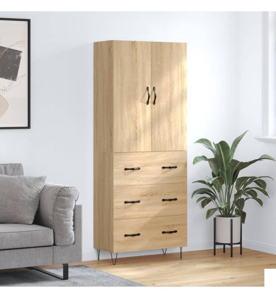 Buffet haut Chêne sonoma 69,5x34x180 cm Bois d'ingénierie