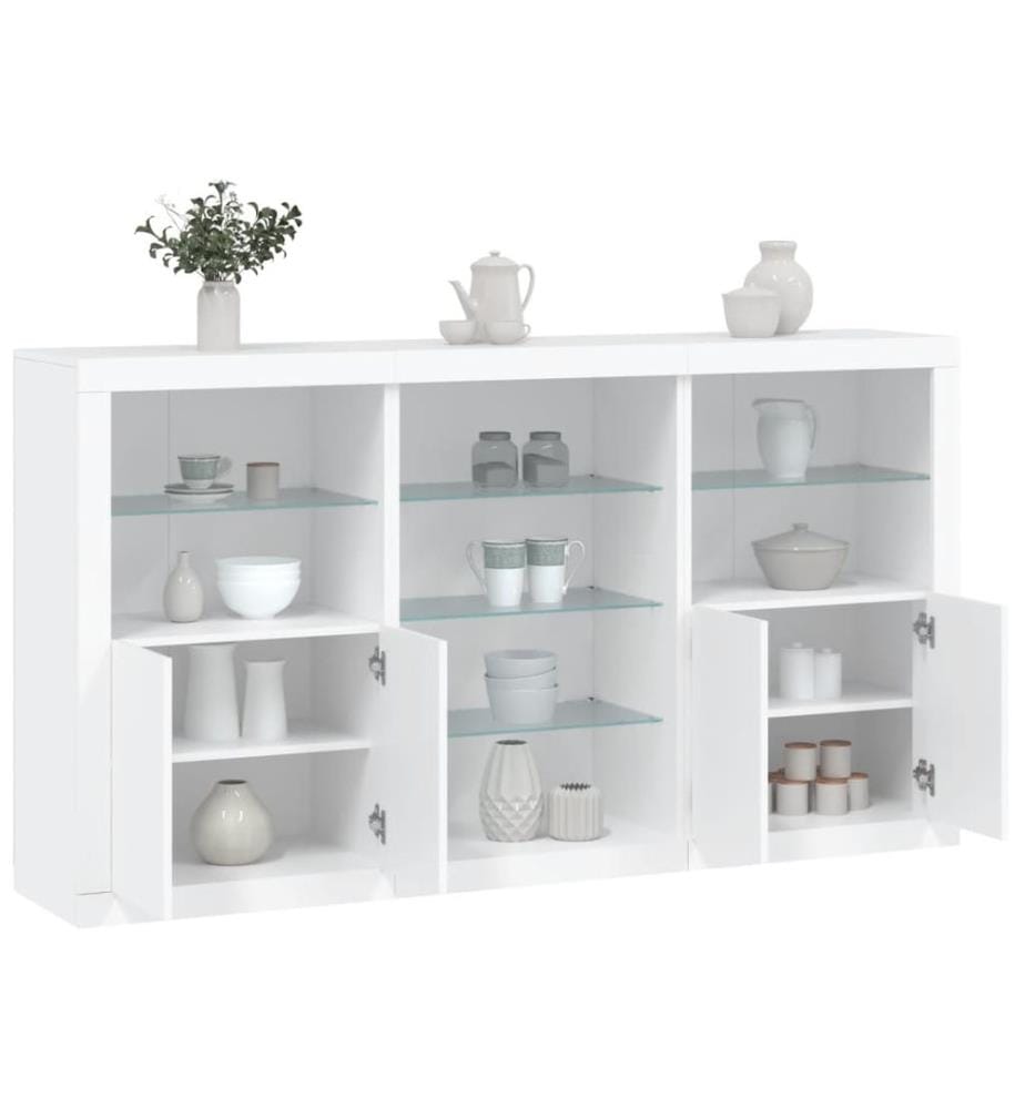 Buffet avec lumières LED blanc 181,5x37x100 cm