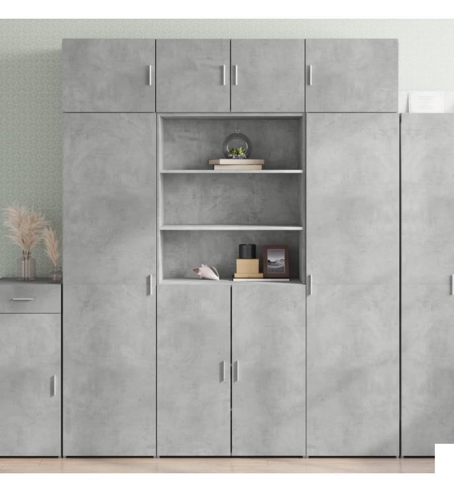 Buffet haut gris béton 80x42,5x185 cm bois d'ingénierie