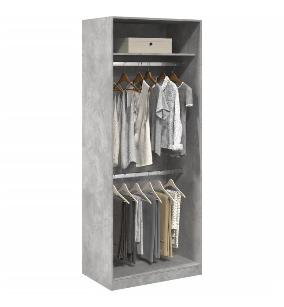 Garde-robe gris béton 80x50x200 cm bois d'ingénierie