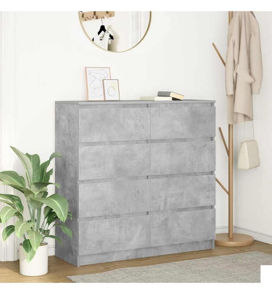 Buffet gris béton 100x35x99 cm bois d'ingénierie