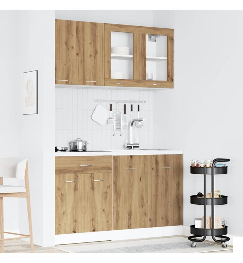 Ensemble de 4 meubles de cuisine "Lyon" en chêne artisanal