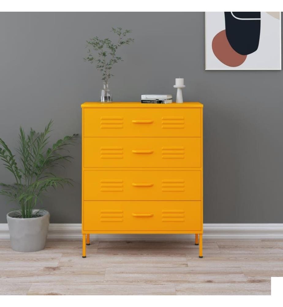 Commode Jaune moutarde 80x35x101,5 cm Acier