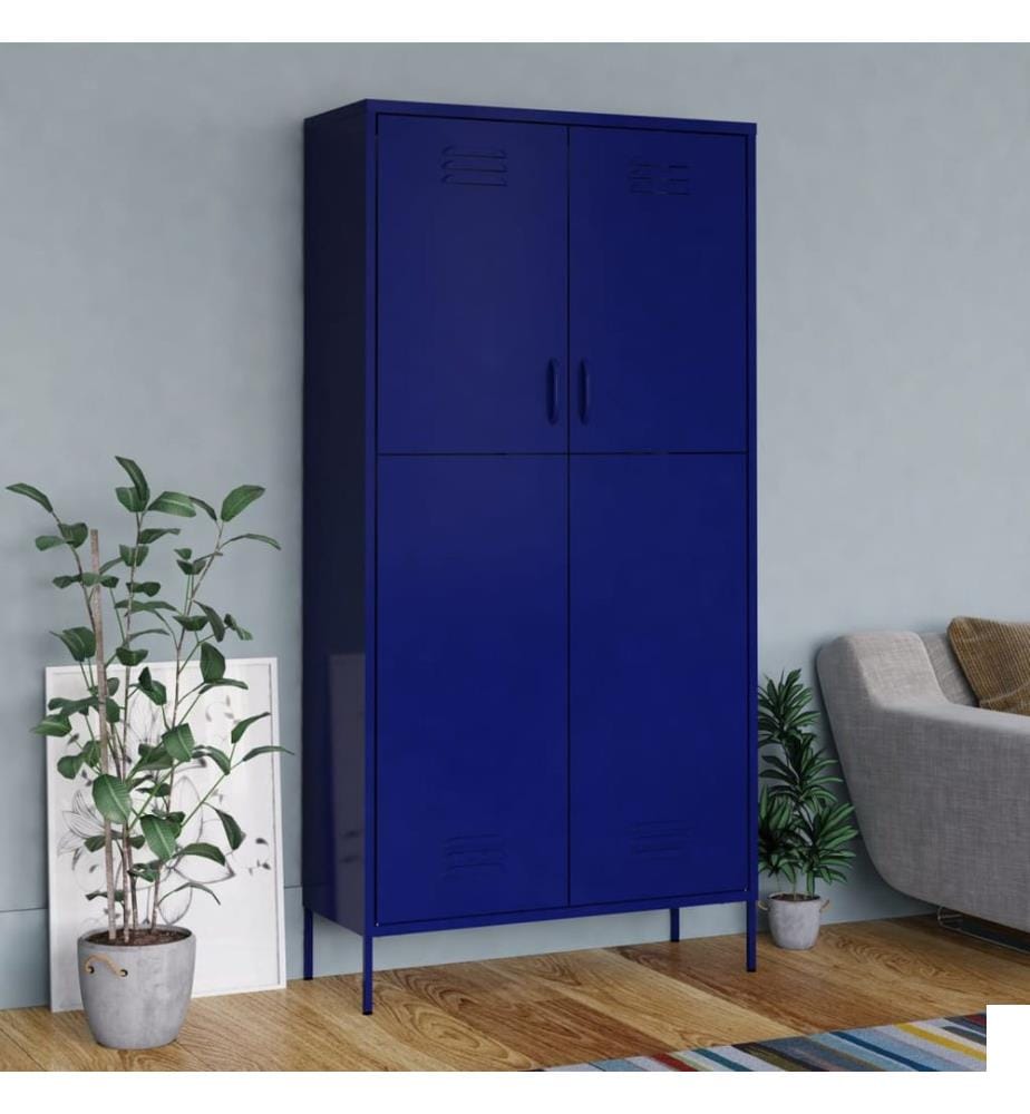 Garde-robe Bleu marine 90x50x180 cm Acier