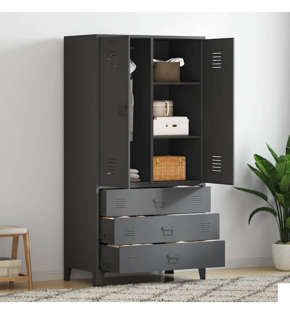 Garde-robe industrielle Anthracite 90x50x180 cm Métal