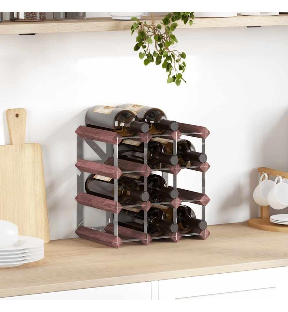 Casier à bouteilles pour 12 bouteilles Marron Bois pin solide