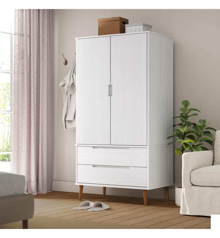 Garde-robe MOLDE Blanc 90x55x175 cm Bois massif de pin