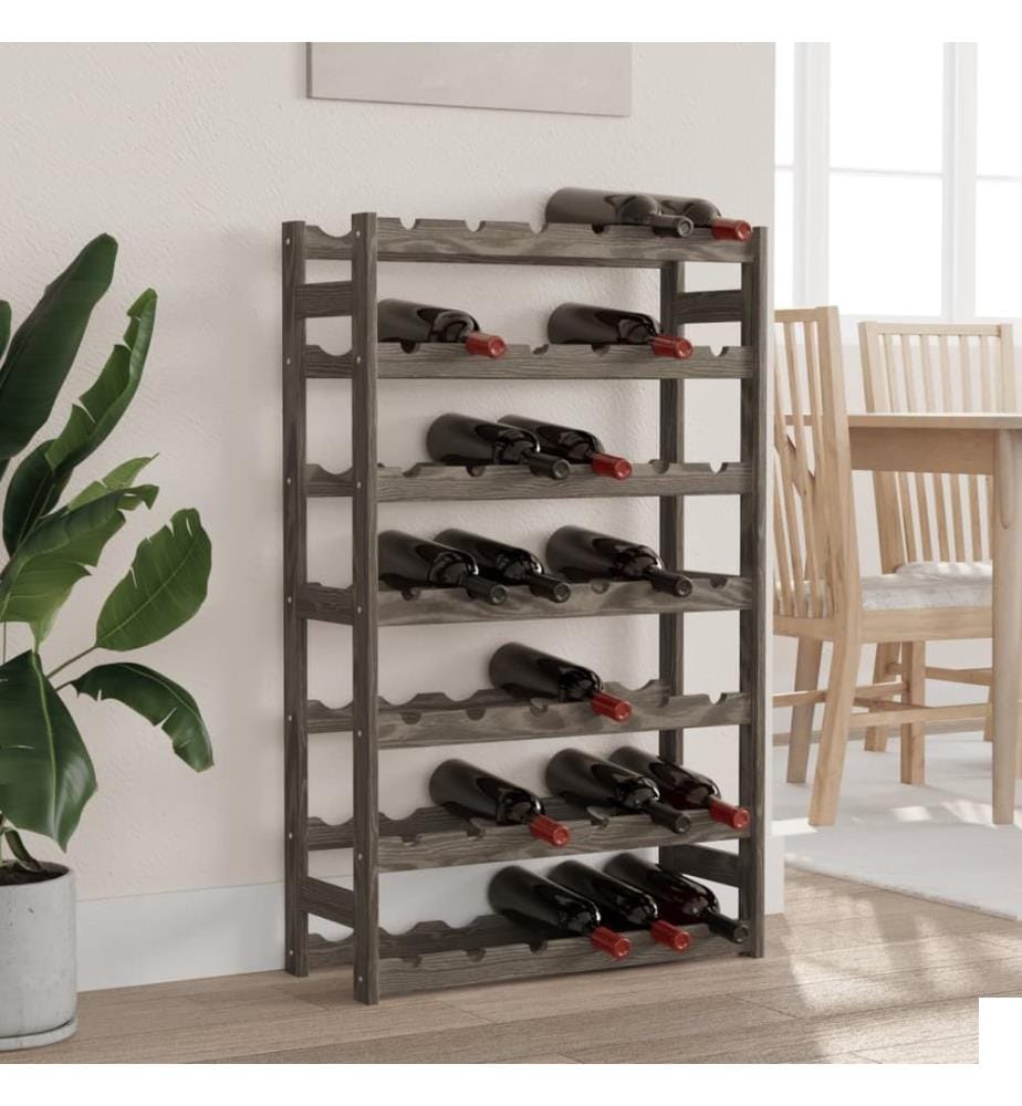 Casier à bouteilles pour 42 bouteilles gris bois pin solide