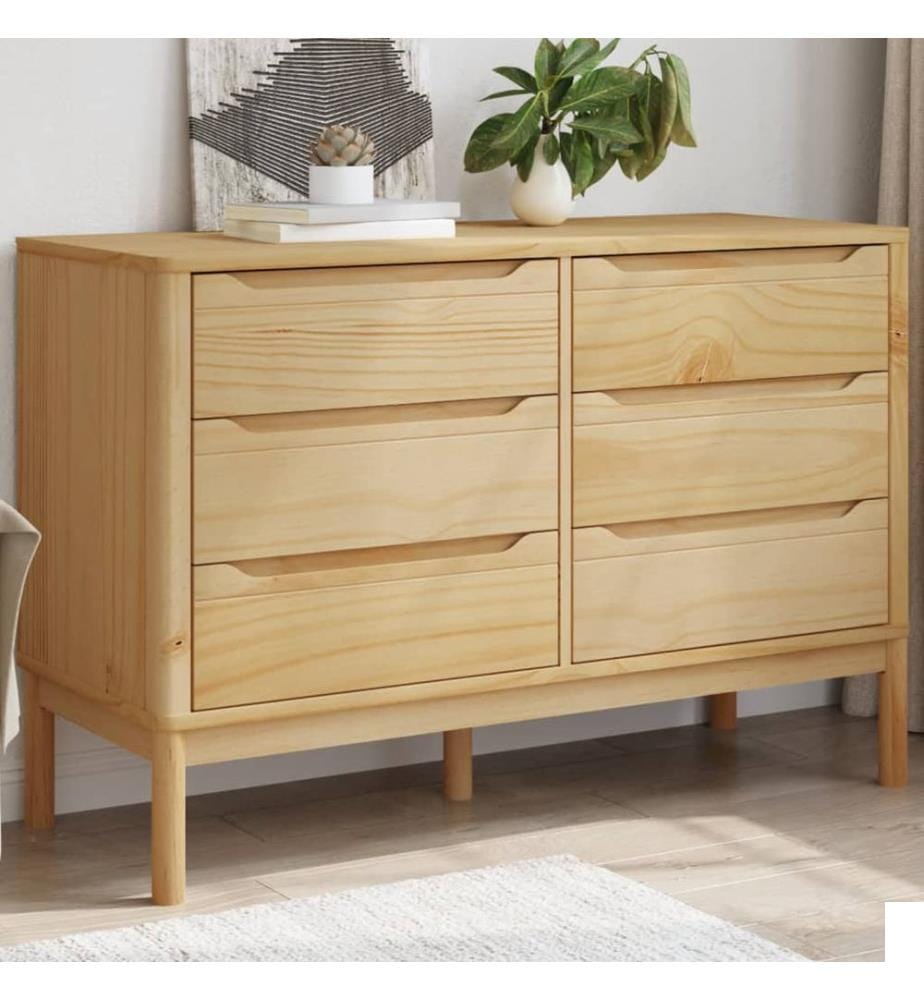 Commode FLORO cire marron bois de pin massif