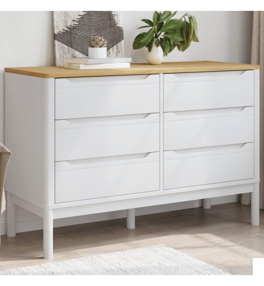 Commode FLORO blanc bois de pin massif