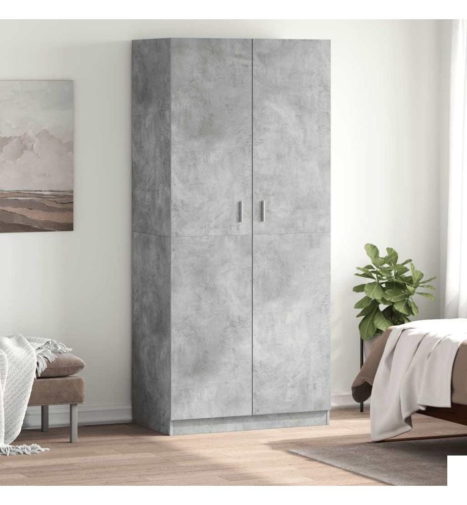 Garde-robe Gris béton 90x52x200 cm Bois dingénierie
