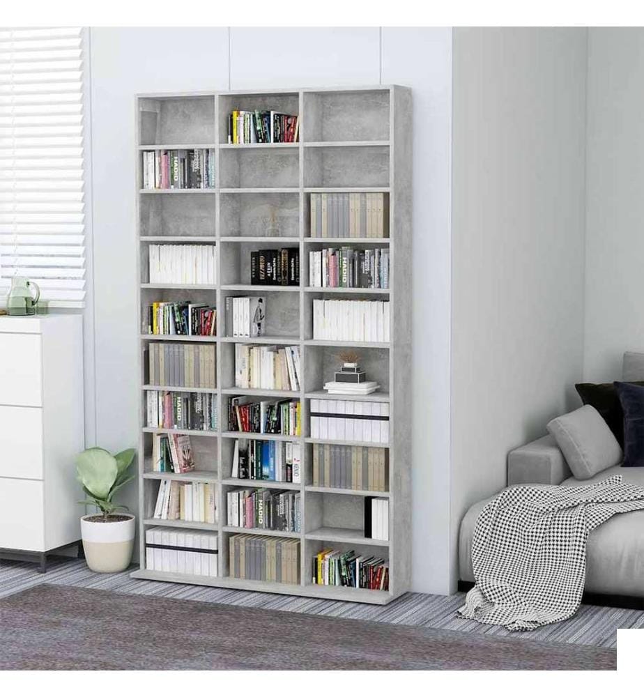 Armoire à CD Gris béton 102x16x177,5 cm Bois d'ingénierie