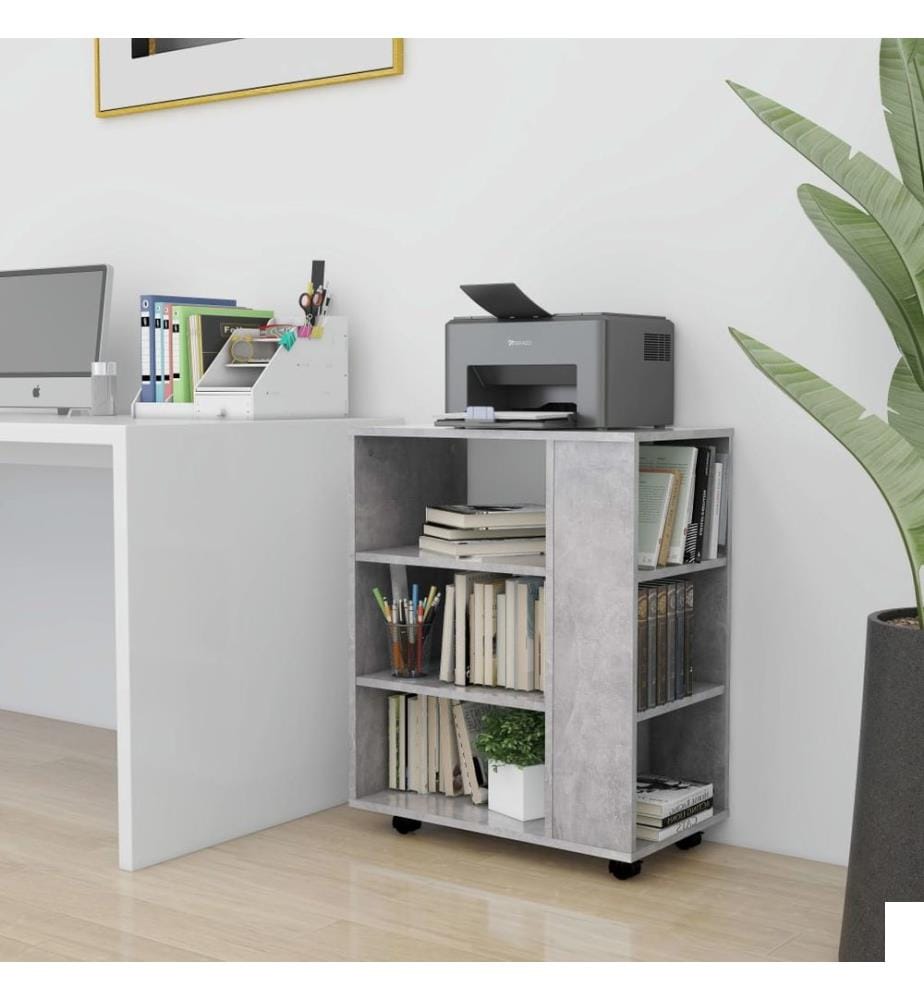Armoire à roulettes Gris béton 60x35x75 cm Bois dingénierie
