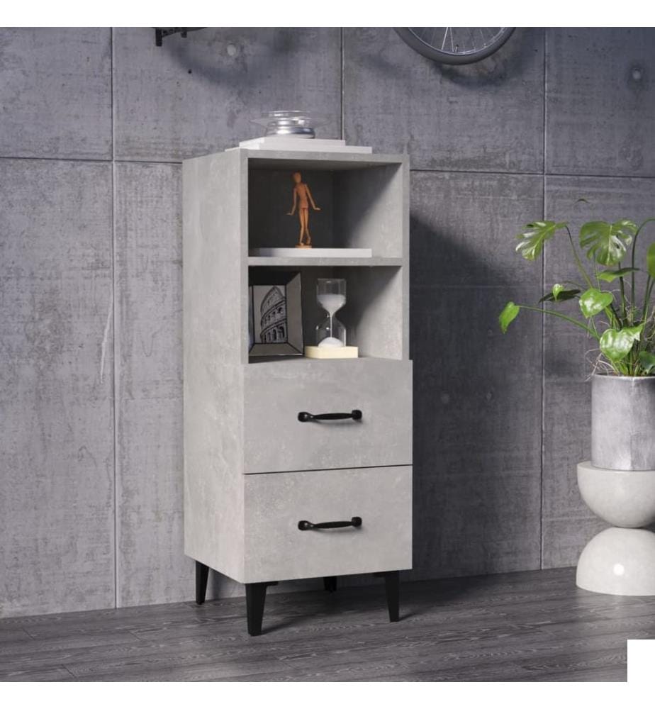 Buffet Gris béton 34,5x34x90 cm Bois d'ingénierie