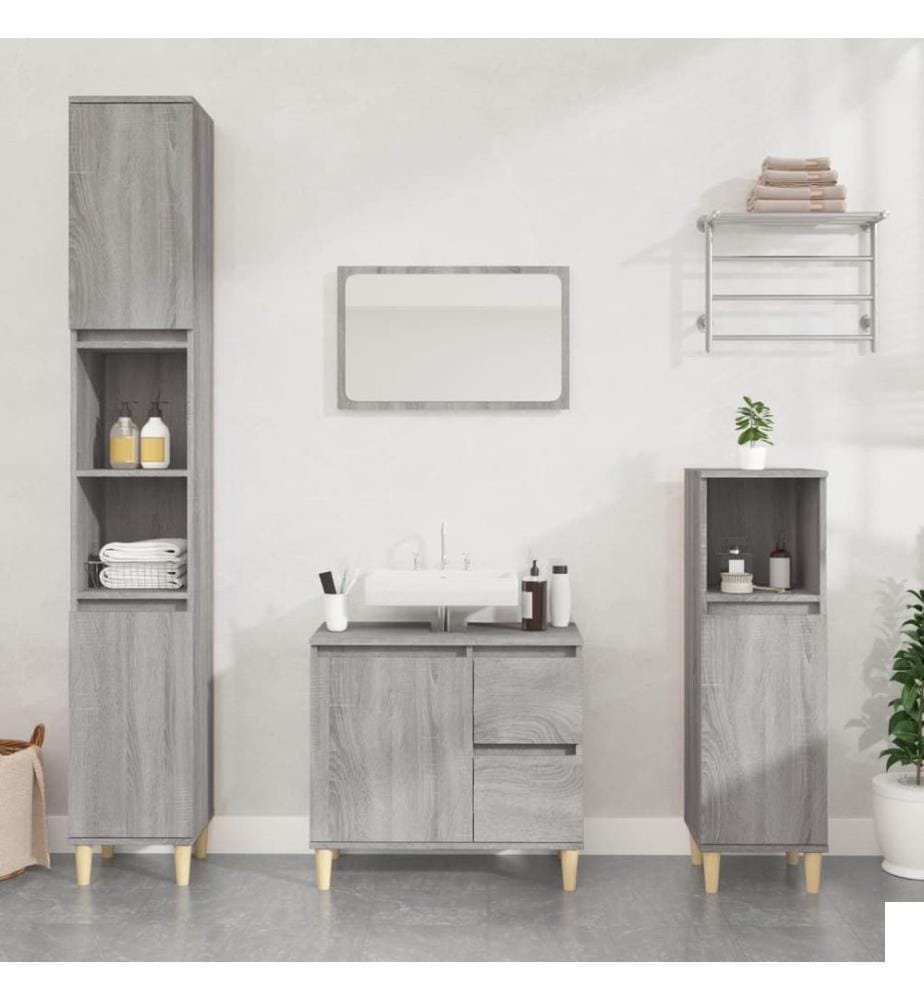 Armoire salle de bain sonoma gris 30x30x100 cm