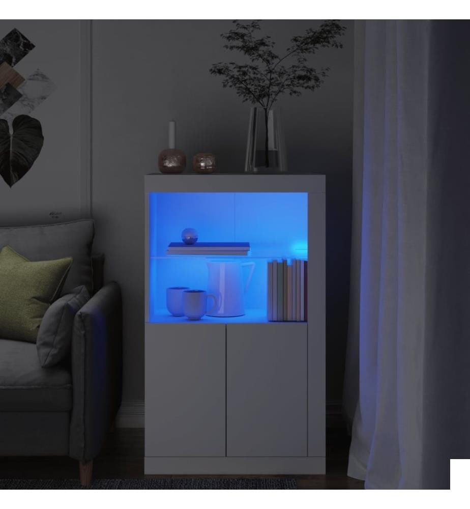 Armoire latérale avec éclairage LED blanc bois d'ingénierie