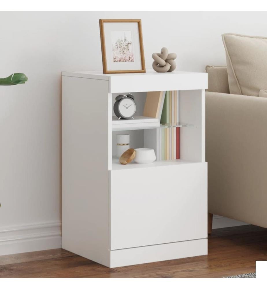 Buffet avec lumières LED blanc 41x37x67 cm