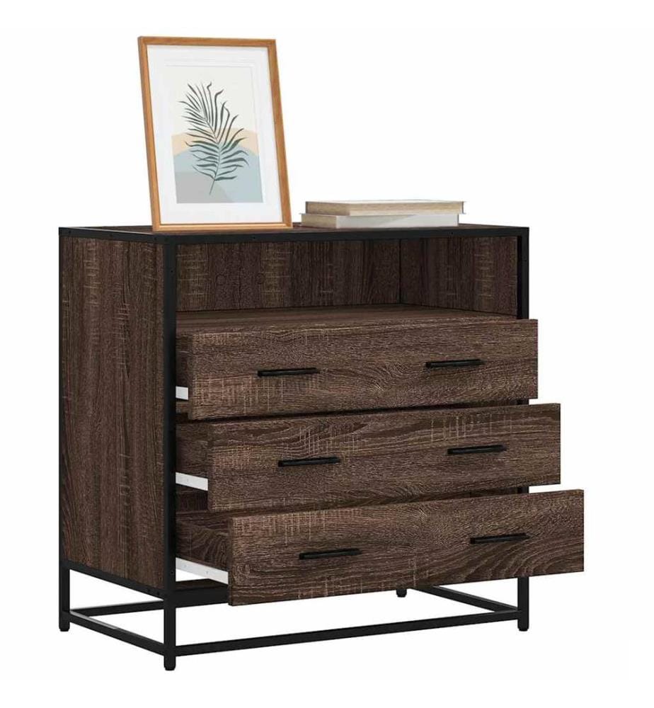 Commode chêne marron 70x41x70 cm bois d'ingénierie
