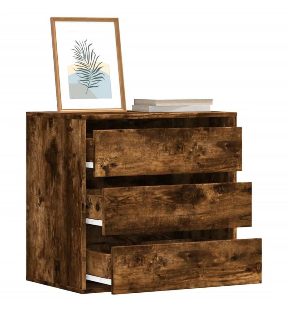 Commode d'angle chêne fumé 60x41x58 cm bois d'ingénierie