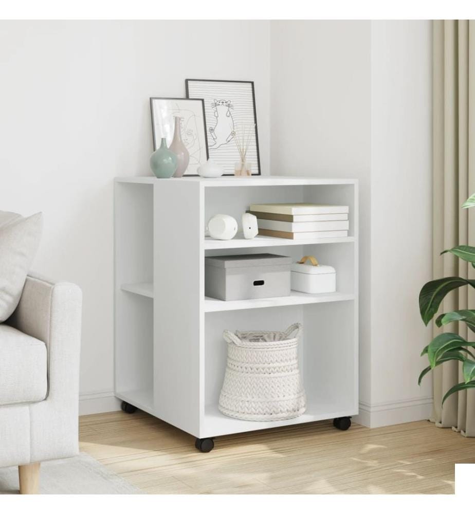 Table d'appoint avec roues blanc 55x60x78 cm bois d'ingénierie