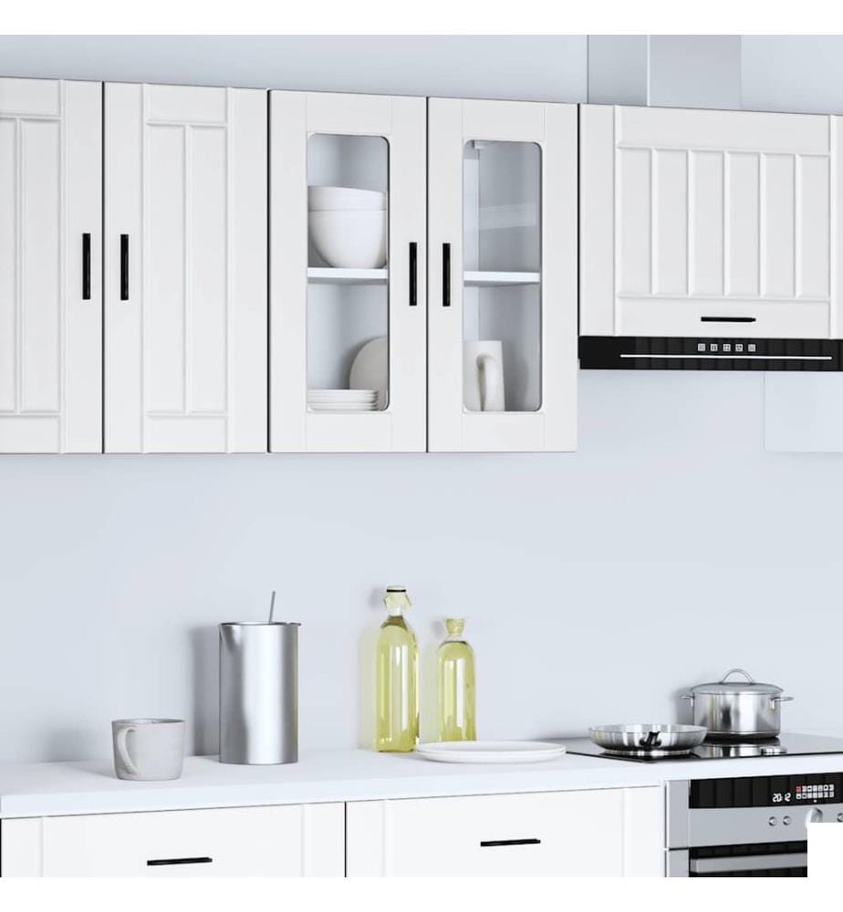 Armoire murale de cuisine avec porte en verre Porto blanc