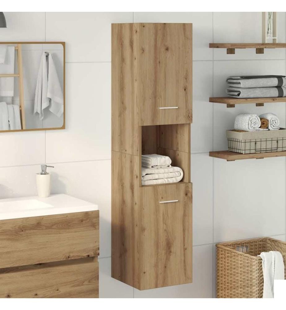 Armoire de salle de bain suspendue chêne artisanal 30x30x130 cm