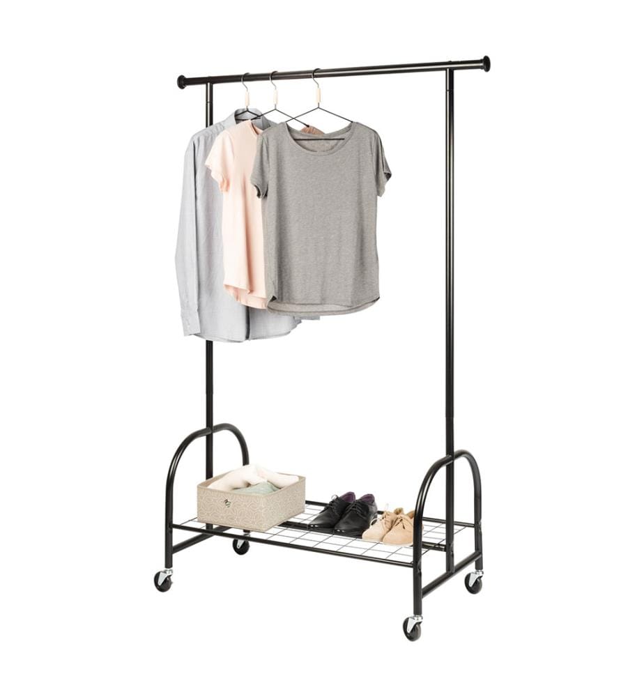 Portant à Vêtements avec Étagère et Roulettes - Noir
