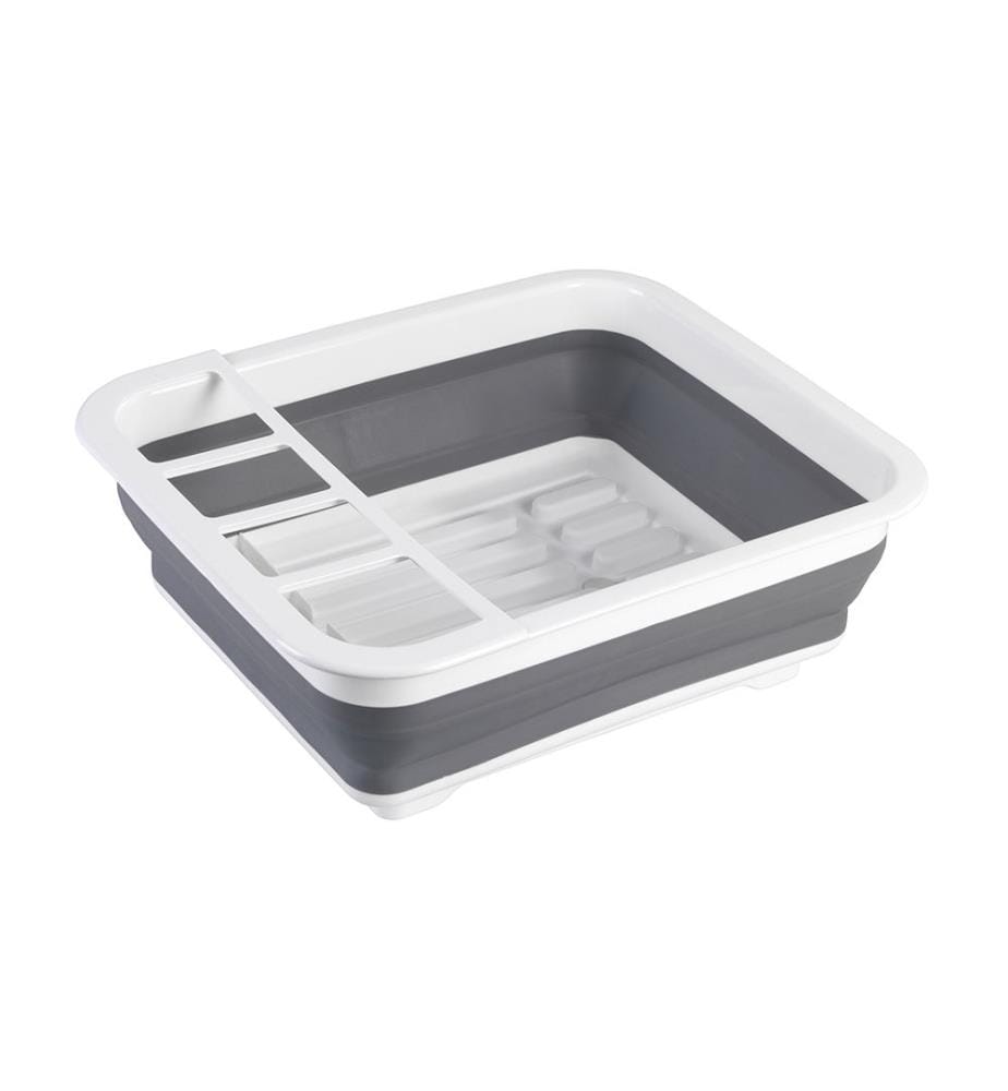 Égouttoir à Vaisselle Pliable - Blanc/Gris
