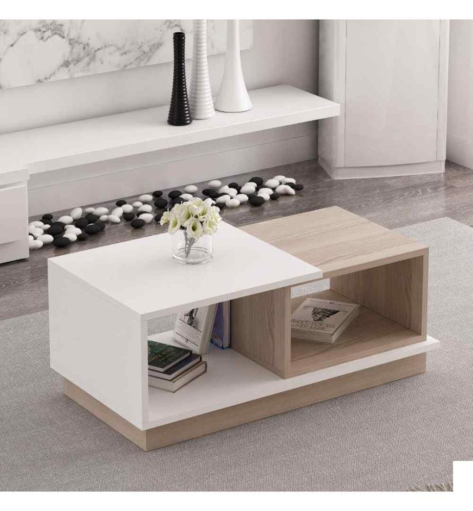 Table Basse - Blanc et Chêne