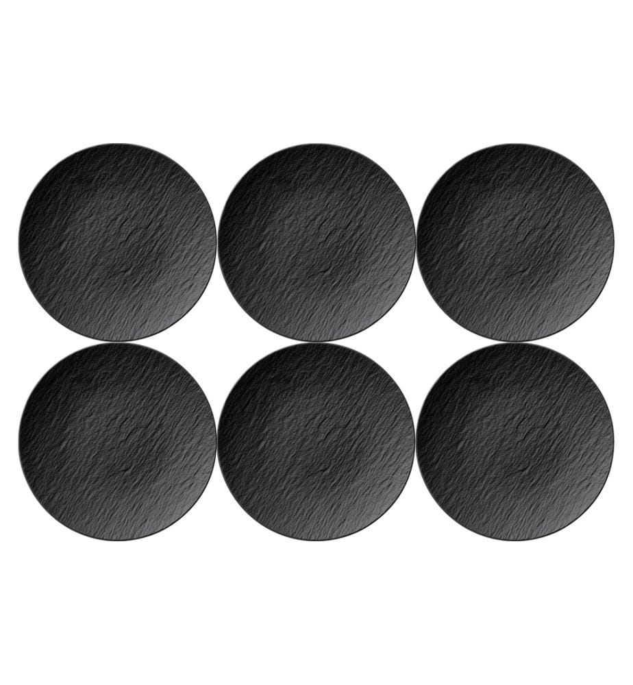Lot de 6 Assiettes Plates 25 cm - Noir