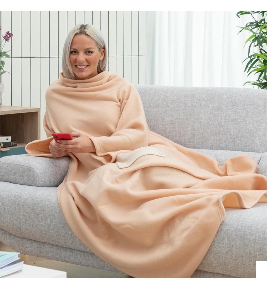 Couverture à Manches avec Poche - Beige