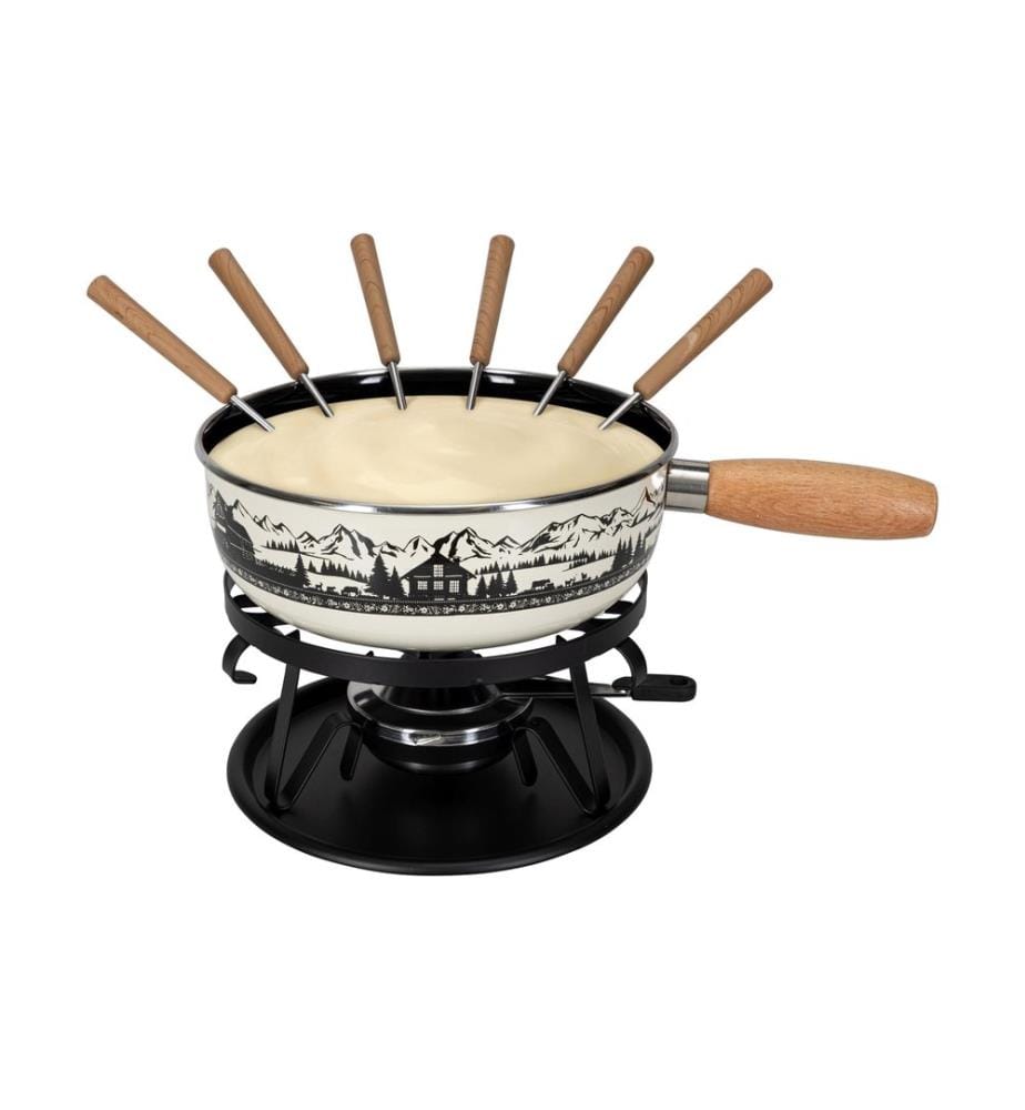 NOUVEL - Service à fondue au fromage Maiensäss 9 Pièce/s, Noir/Blanc