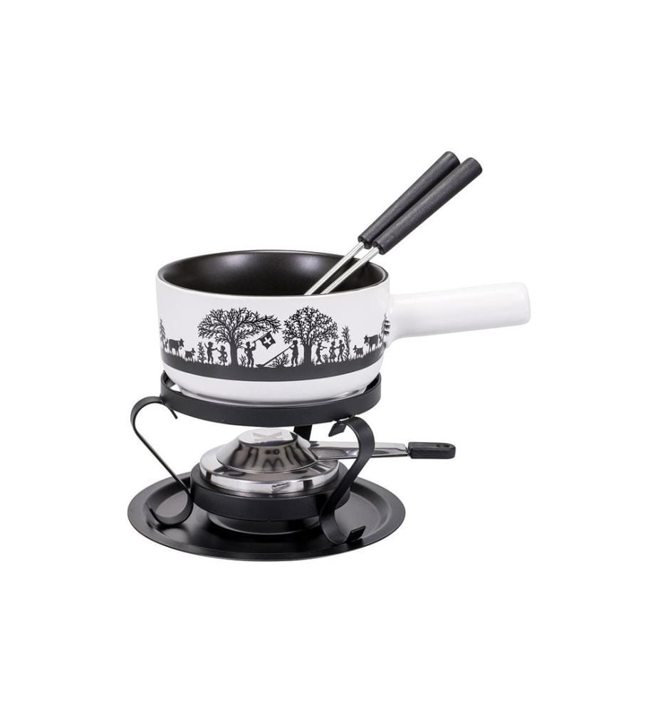 KADASTAR - Service à fondue au fromage Bénichon de montagne E16 5 Pièce/s, Noir/Blanc