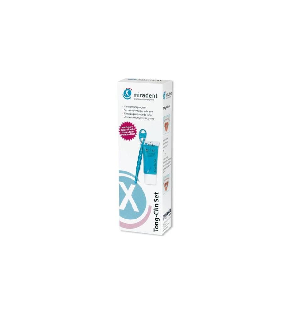 Miradent - Set de nettoyeurs de langue Gel 50 ml & nettoyeur de langue bleu