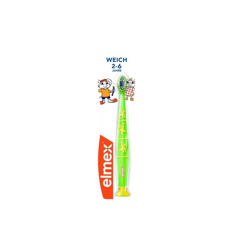 elmex - Brosse à dents enfants 2-6 ans Douce 1 pièce assortie