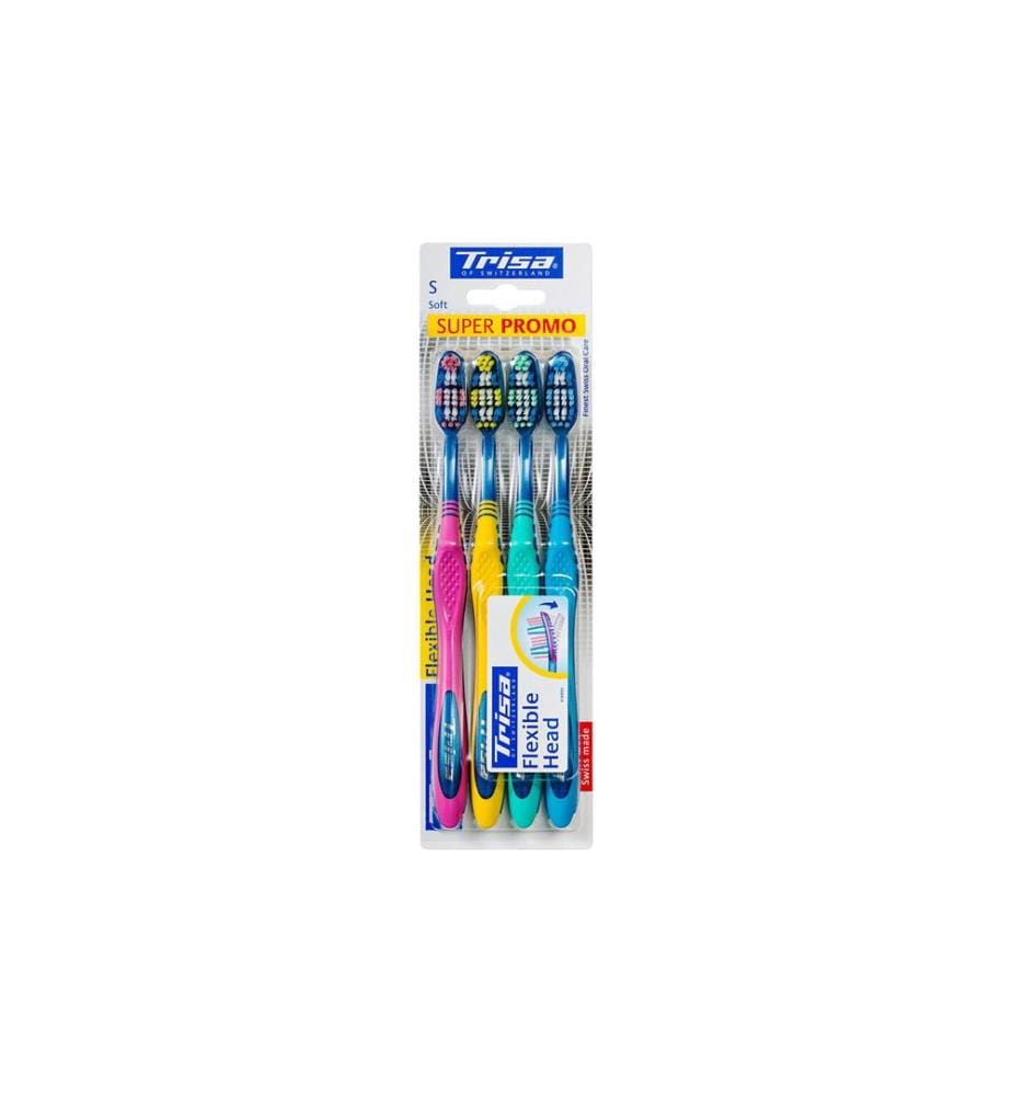 TRISA - Brosse à dents manuelle Flexible Head soft 4 pièces