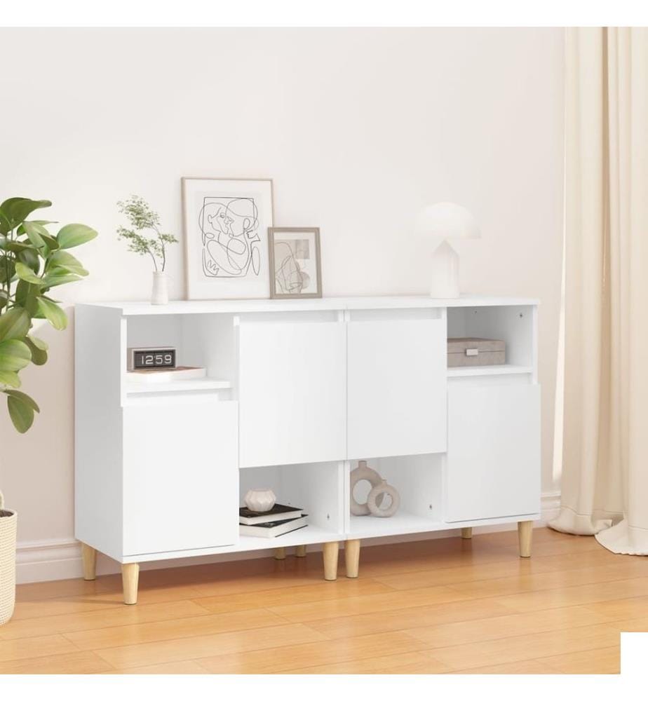 Buffets 2 pcs blanc 60x35x70 cm bois d'ingénierie