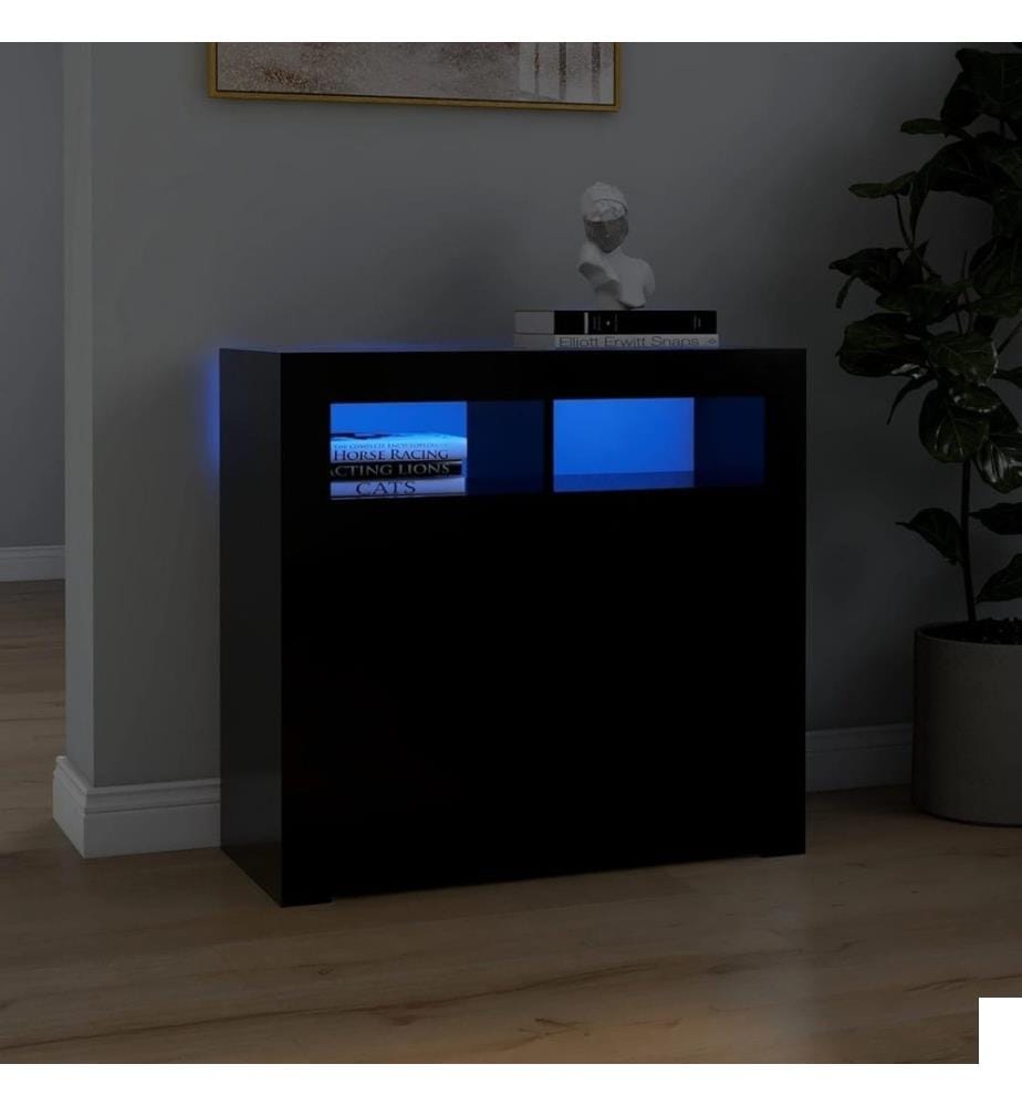 Buffet avec lumières LED noir 80x35x75 cm