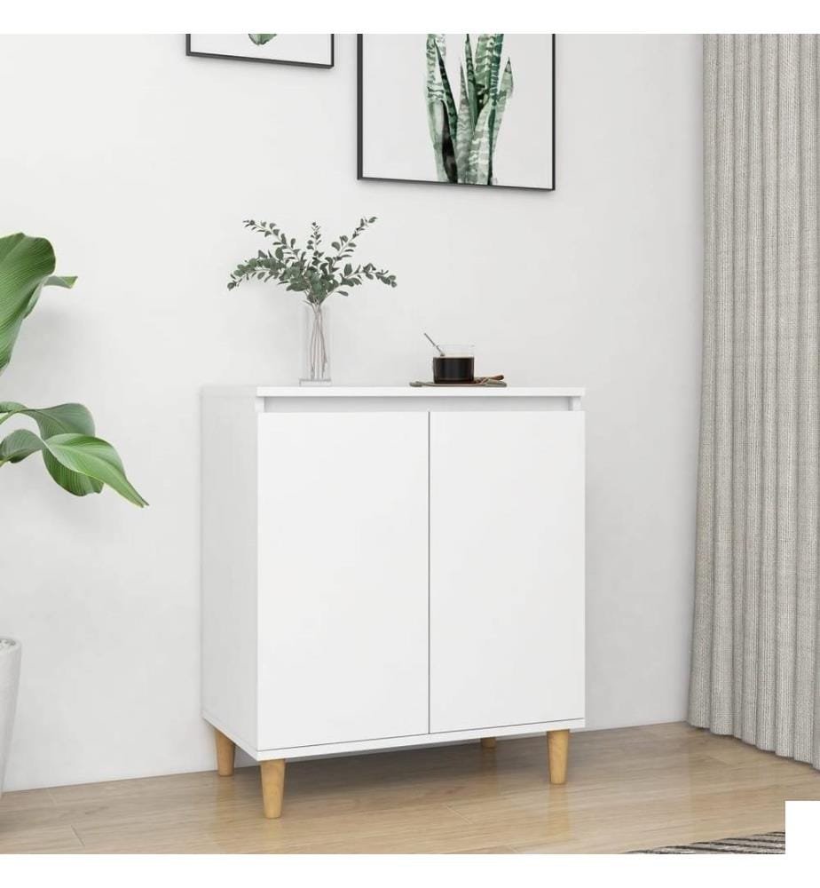 Buffet avec pieds en bois massif Blanc 60x35x70 cm Aggloméré