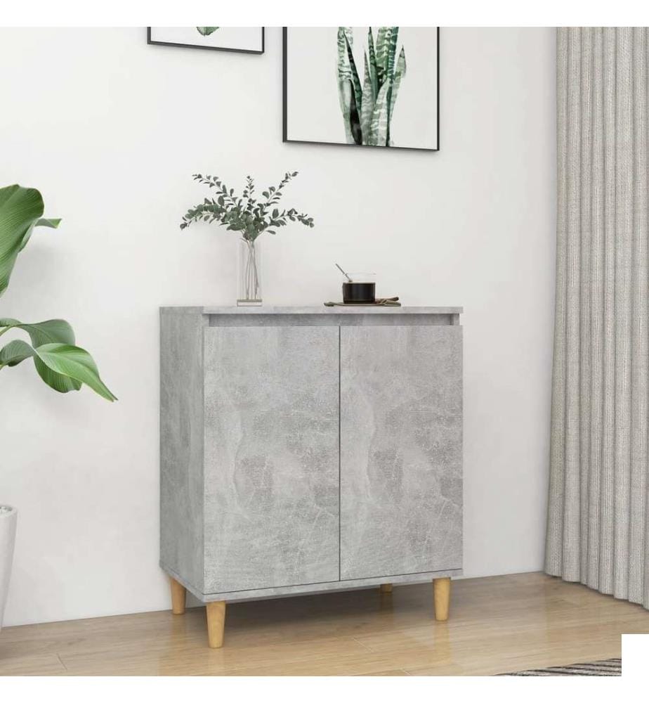 Buffet avec pieds en bois Gris béton 60x35x70 cm Aggloméré