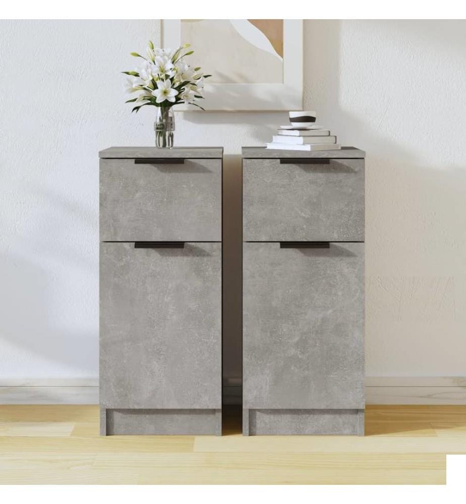 Buffets 2 pcs Gris béton 30x30x70 cm Bois d'ingénierie