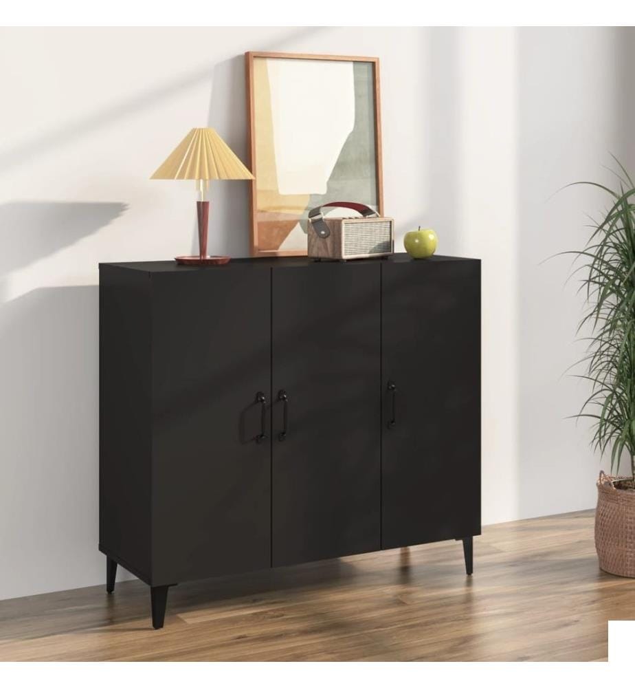 Buffet noir 90x34x80 cm bois d'ingénierie