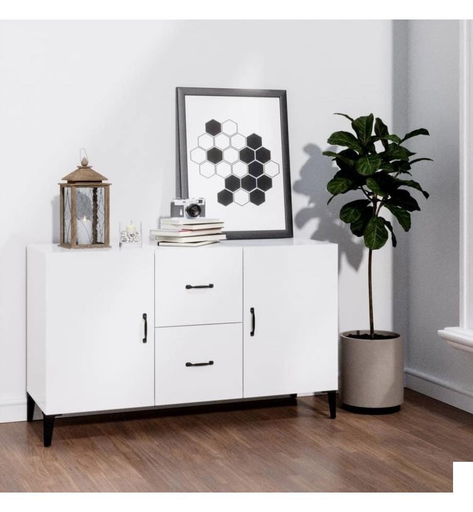 Buffet blanc brillant 100x36x60 cm bois d'ingénierie