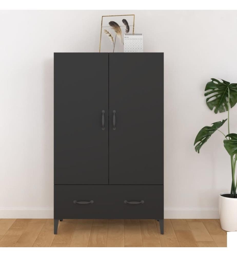 Buffet haut noir 70x31x115 cm bois d'ingénierie