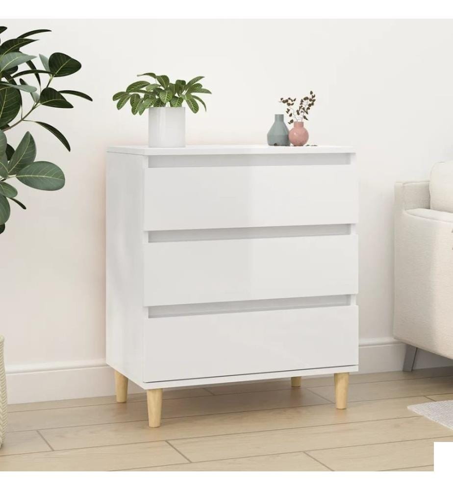 Buffet Blanc brillant 60x35x70 cm Bois d'ingénierie