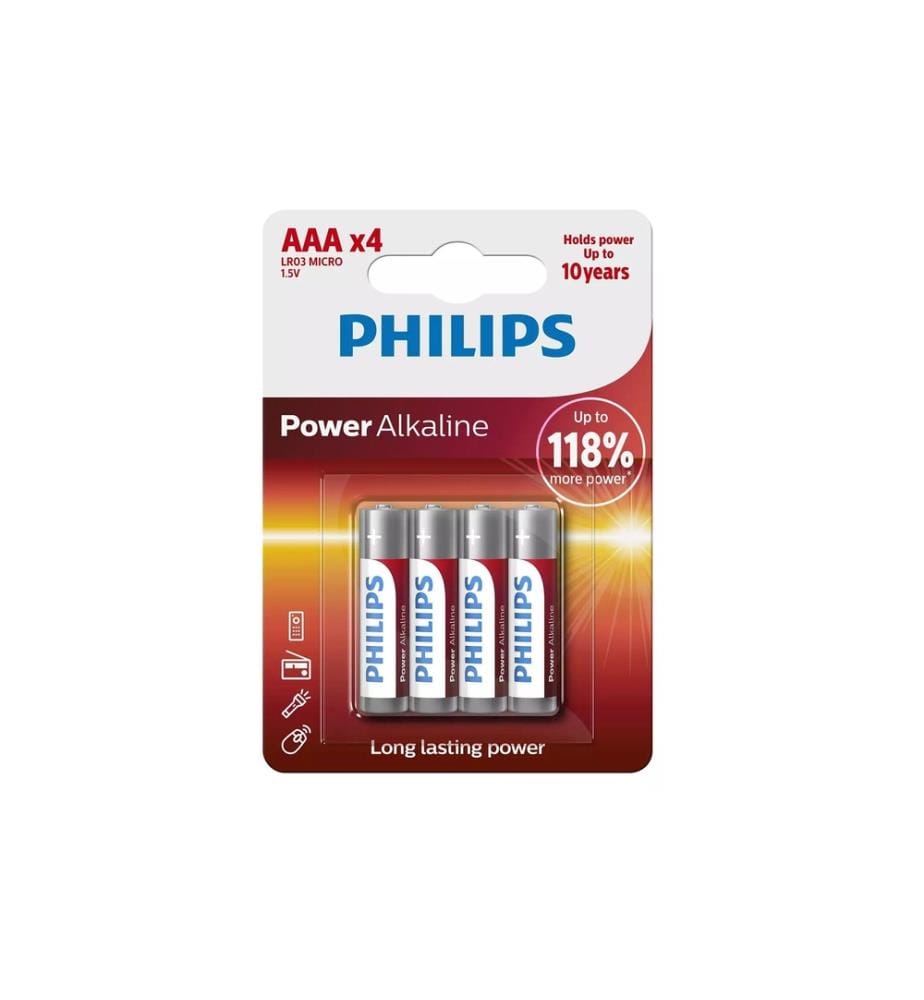 PHILIPS - Pile Power Alkaline AAA , 4 Pièce/s