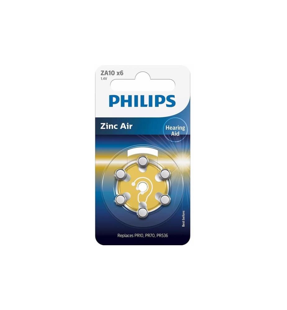 PHILIPS - Pile pour Appareils auditif ZA10 , 6 Pièce/s
